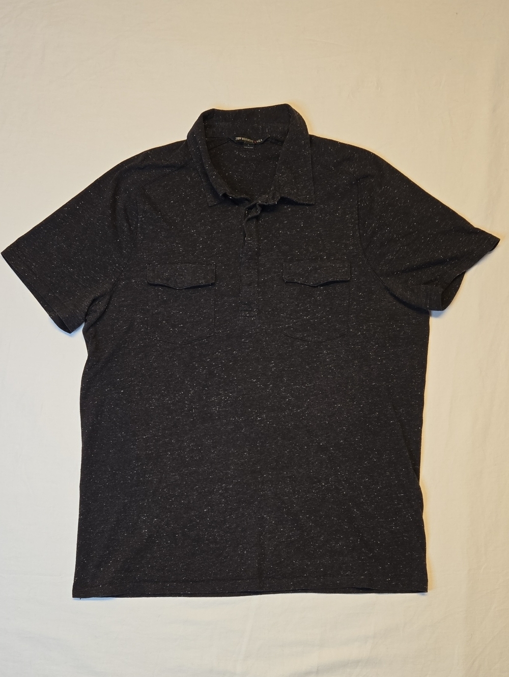 John Varvatos U.s.a. Dark Gray Speckle 1/4 Button Down Short Sleeve Polo Shirt